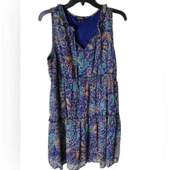 BeBop Women's Dress Paisley Print Lined No Sleeve Size XL Tie Neck Boho NWT - Picture 1 of 9